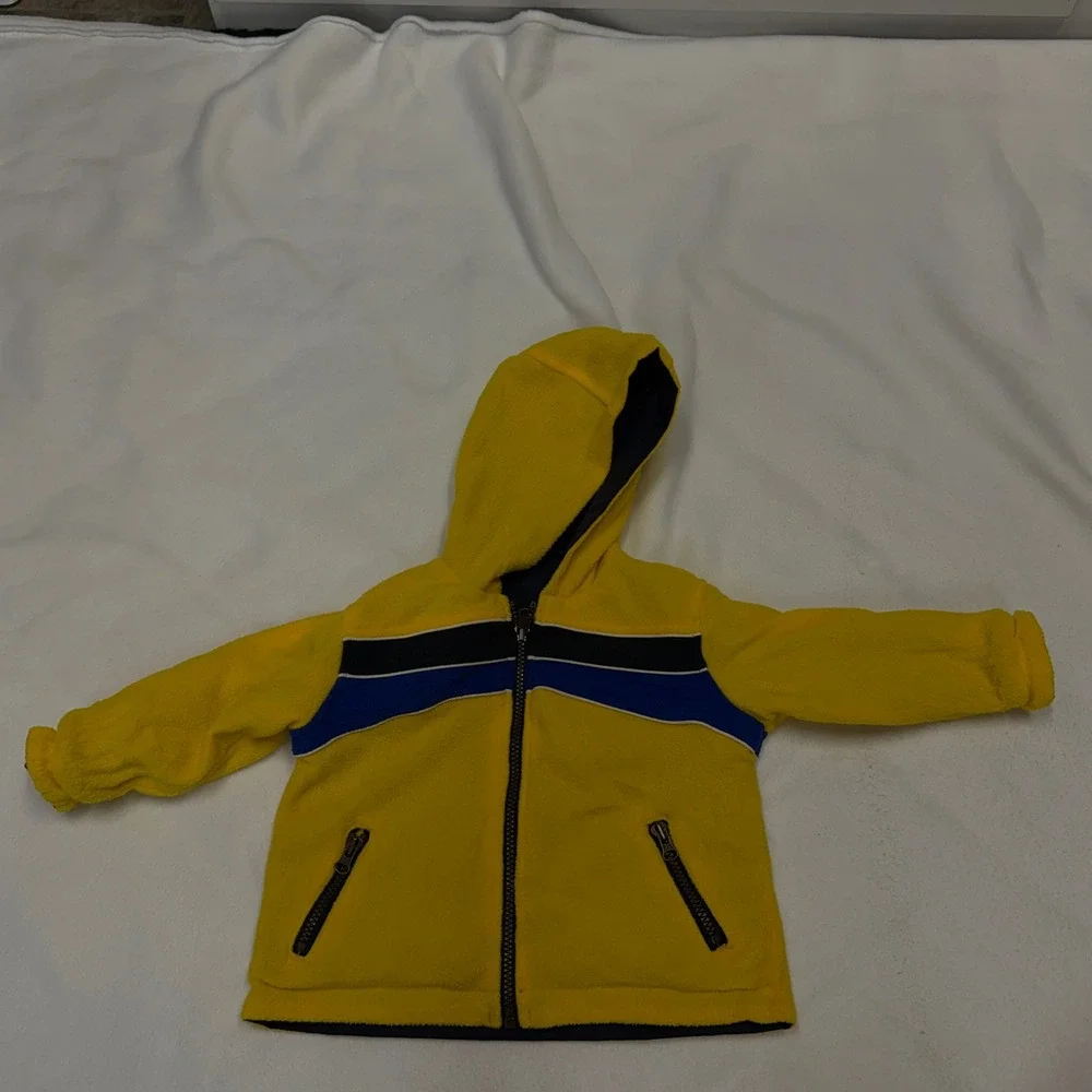 OshKosh B'gosh Baby Boys Reversible Jacket Navy Yellow Stripes 18 Months Vintage